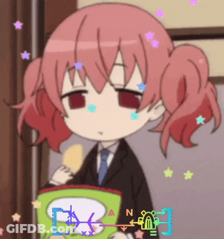 A Cartoon Girl With Pink Hair Is Holding A Bag Of Chips With The Letters N And A On It GIF