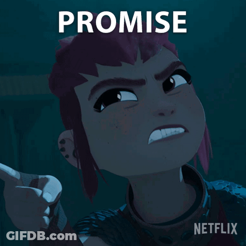 A Cartoon Girl With Purple Hair And A Promise Netflix Logo Behind Her GIF