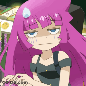 A Cartoon Girl With Purple Hair Has A Tear Running Down Her Face GIF