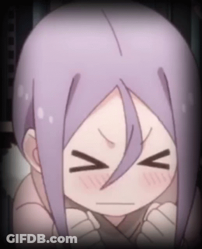 A Cartoon Girl With Purple Hair Is Making A Funny Face GIF