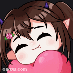 A Cartoon Girl With Purple Horns And A Flower In Her Hair GIF