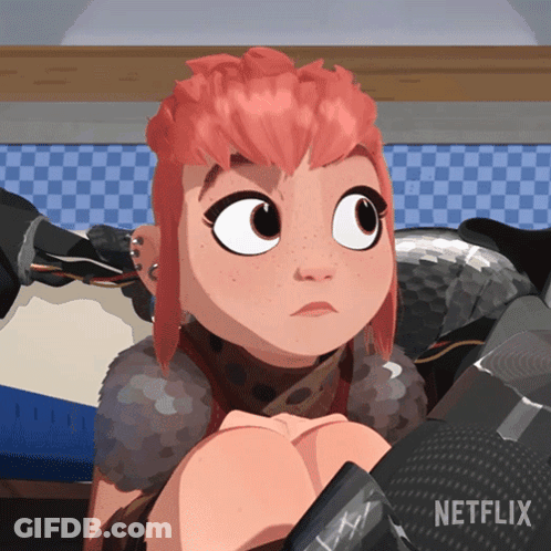 A Cartoon Girl With Red Hair And A Netflix Logo On The Bottom Right GIF