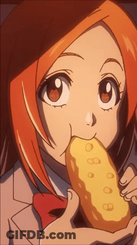 A Cartoon Girl With Red Hair Is Eating A Donut With The Numbers 8 And 8 On It GIF