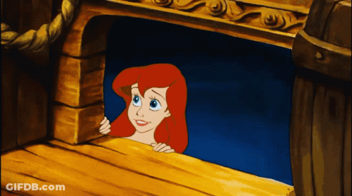 A Cartoon Girl With Red Hair Is Peeking Out Of A Window GIF