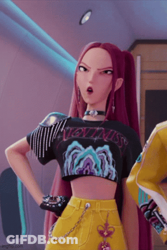 A Cartoon Girl With Red Hair Is Wearing A Shirt That Says ' Hey Miss ' On It GIF