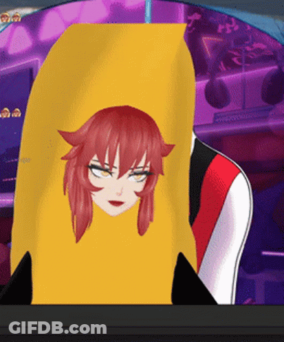 A Cartoon Girl With Red Hair Is Wearing A Yellow Hoodie GIF