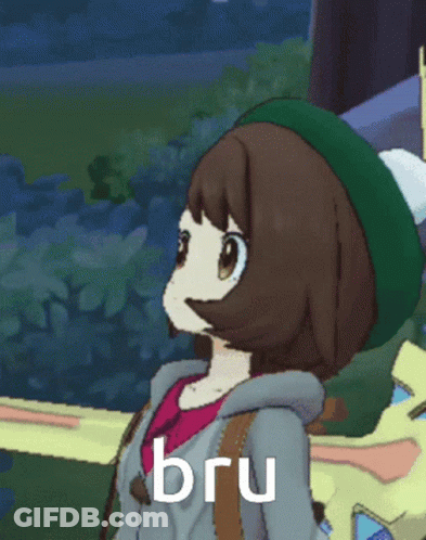 A Cartoon Girl With The Word Bru Written On Her Face GIF