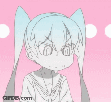 A Cartoon Girl With White Hair And Pigtails Is Making A Funny Face GIF