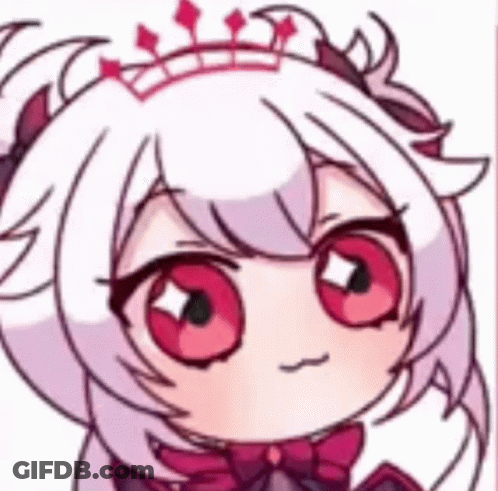 A Cartoon Girl With White Hair And Red Eyes Is Wearing A Crown . GIF