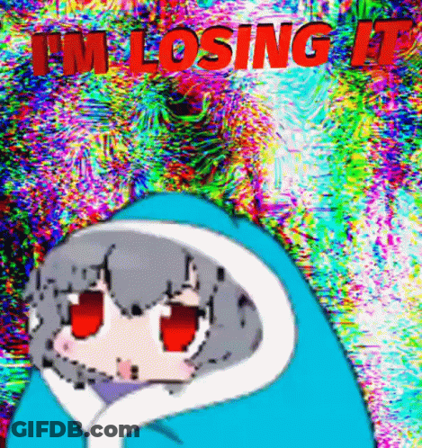 A Cartoon Girl Wrapped In A Blue Blanket With The Words `` I 'M Losing It '' . GIF