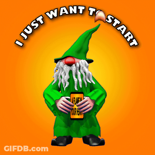A Cartoon Gnome Holding A Sign That Says A Flame In Your Heart GIF