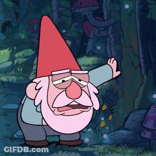 A Cartoon Gnome With A Red Hat And A Beard GIF