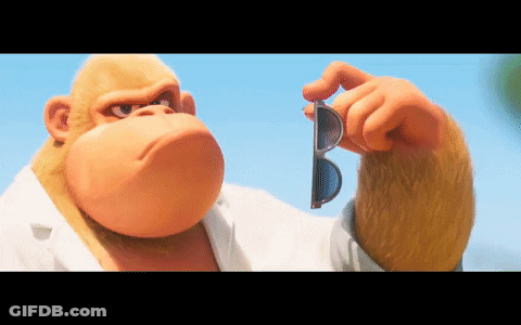A Cartoon Gorilla Holding A Pair Of Sunglasses GIF