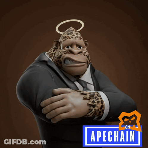Cartoon Gorilla In Suit With Halo GIF