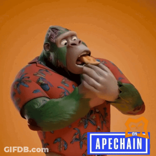 Cartoon Gorilla Eating With Apechain Box GIF
