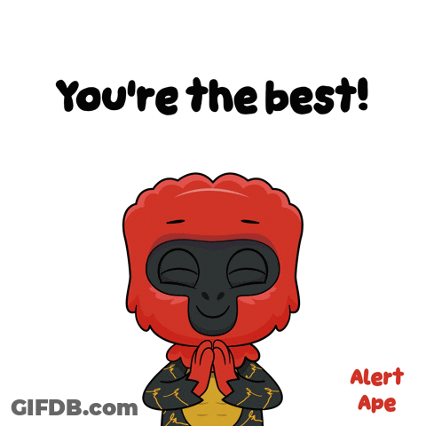 A Cartoon Gorilla Says " You 'Re The Best Alert Ape " GIF