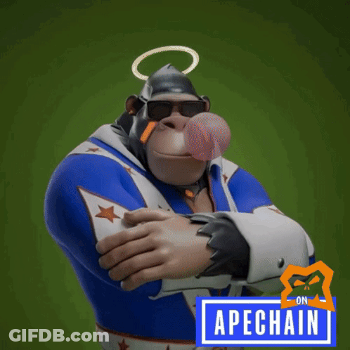 Cartoon Gorilla With Halo And Apechain Sign GIF