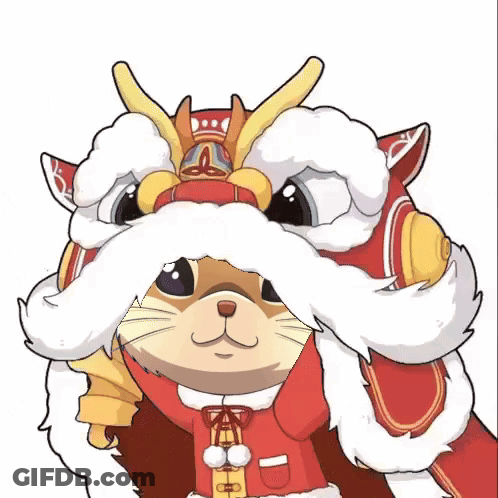 A Cartoon Hamster Is Wearing A Lion Head GIF
