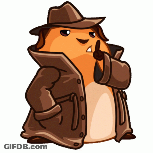 A Cartoon Hamster Wearing A Hat And Trench Coat GIF