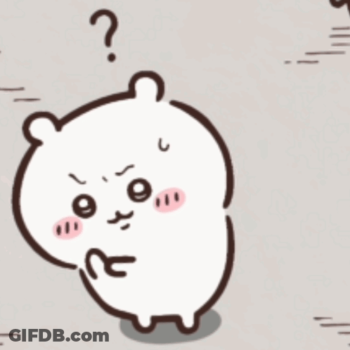 A Cartoon Hamster With A Question Mark Above Its Head GIF