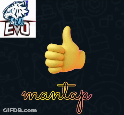 A Cartoon Hand Giving A Thumbs Up In Front Of A Evo Logo GIF