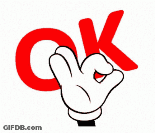 A Cartoon Hand Giving An Ok Sign In Front Of A Large Red Ok Sign GIF