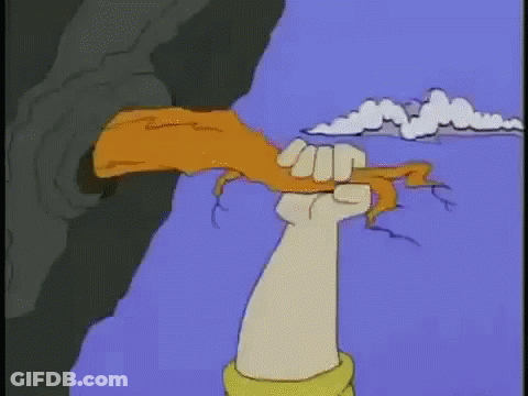 A Cartoon Hand Is Holding A Piece Of Bread In A Fist GIF