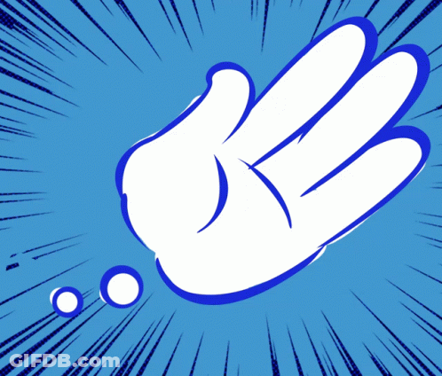 A Cartoon Hand With The Words Maligaya May Happy Ending Behind It GIF