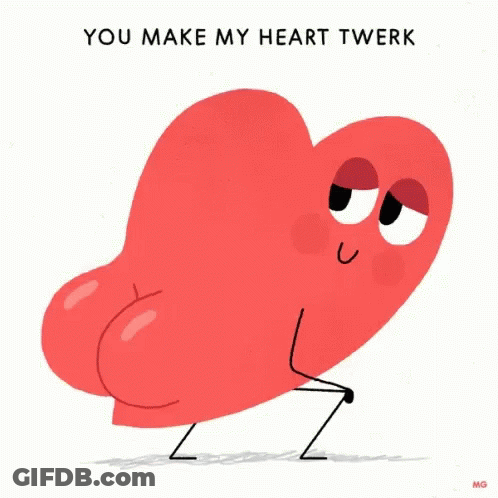 Cartoon Heart Doing Squats With You Make My Heart Twerk GIF
