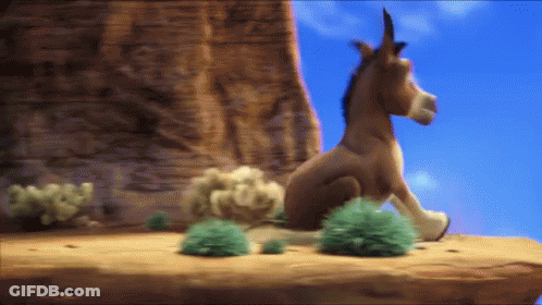 A Cartoon Horse With A Horn Is Sitting On A Cliff GIF