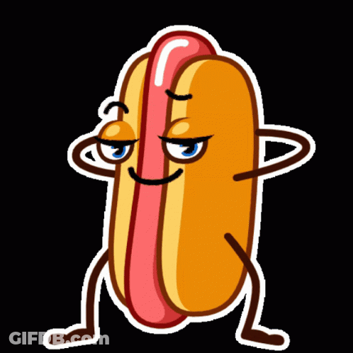 A Cartoon Hot Dog With Arms And Legs Making A Face GIF