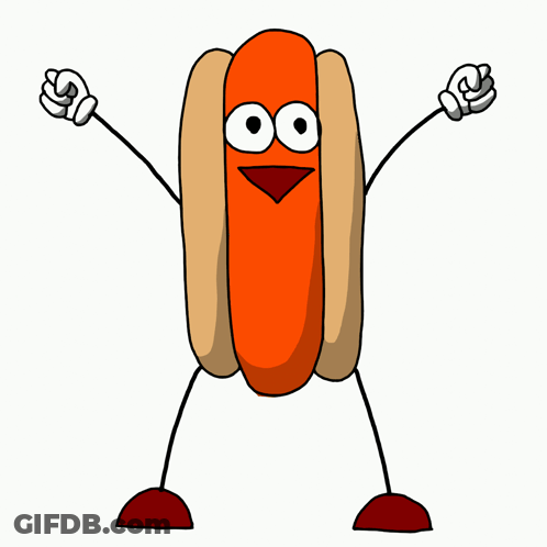 A Cartoon Hot Dog With Arms And Legs GIF
