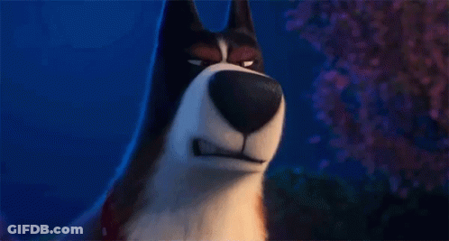 A Cartoon Husky Dog Is Making A Funny Face In Front Of A Blue Sky . GIF