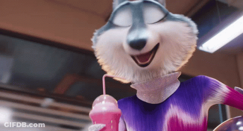 A Cartoon Husky Is Drinking Through A Straw GIF
