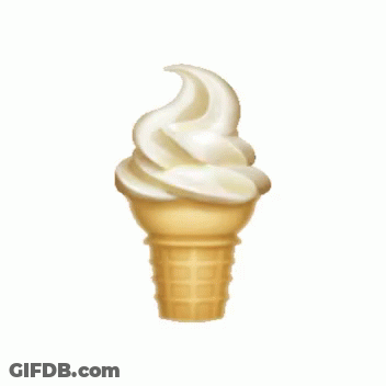 A Cartoon Ice Cream Cone With A Smiling Face GIF