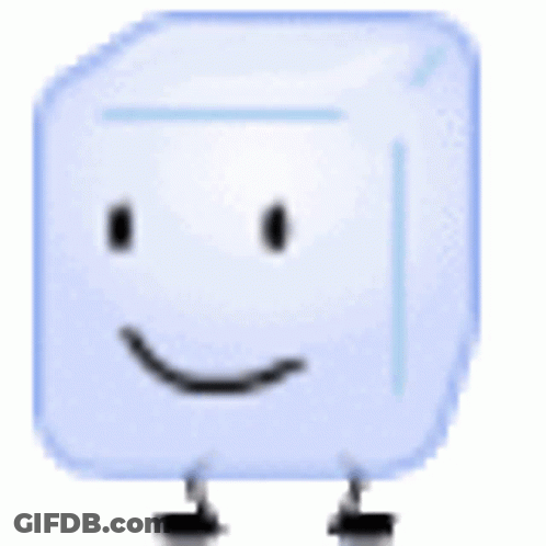 A Cartoon Ice Cube With A Smile On Its Face . GIF