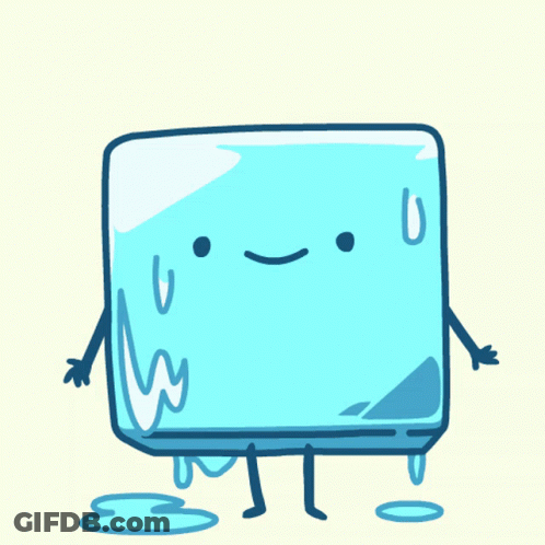 A Cartoon Ice Cube With Arms And Legs Is Waving And Says Hi GIF