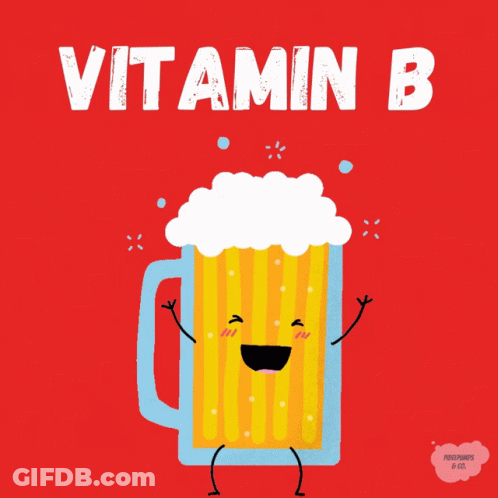 Cartoon Beer Mug With Arms Legs Vitamin B GIF