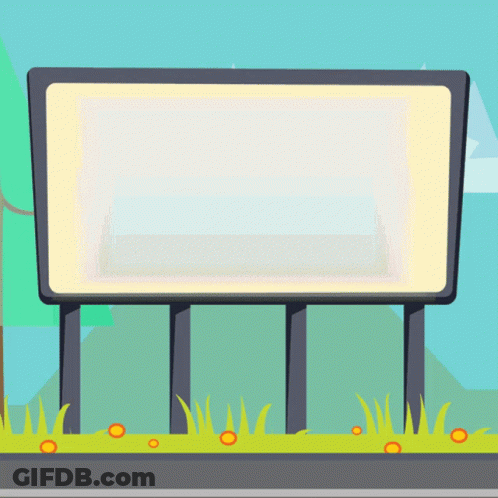 A Cartoon Illustration Of A Billboard With A Blue Sky In The Background GIF