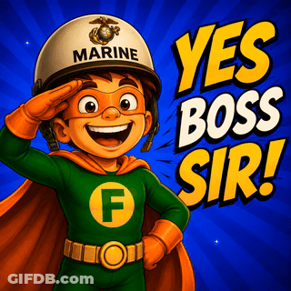 A Cartoon Illustration Of A Boy In A Marine Uniform Saluting GIF