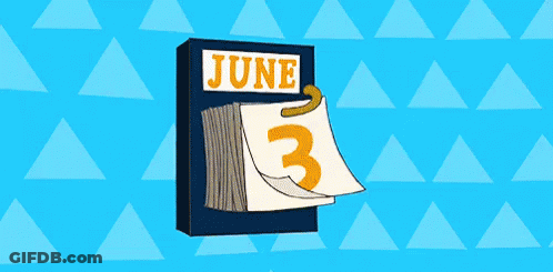A Cartoon Illustration Of A Calendar That Says June GIF