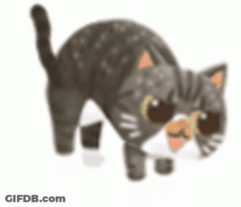 A Cartoon Illustration Of A Cat Stretching Its Back . GIF