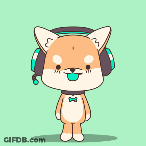 A Cartoon Illustration Of A Cat With Headphones On GIF