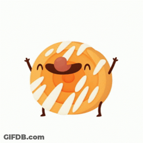 A Cartoon Illustration Of A Cinnamon Roll With A Smiling Face GIF