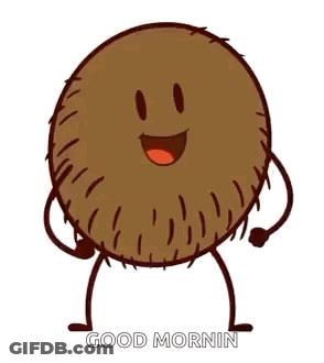 A Cartoon Illustration Of A Coconut With Arms And Legs . GIF