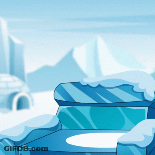 A Cartoon Illustration Of A Couch Made Of Ice GIF