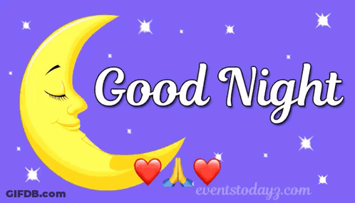 A Cartoon Illustration Of A Crescent Moon With The Words Good Night GIF