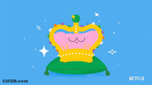 A Cartoon Illustration Of A Crown On A Green Pillow With Netflix Written On The Bottom GIF
