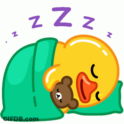A Cartoon Illustration Of A Duck Sleeping With A Teddy Bear GIF