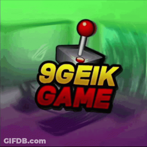 A Cartoon Illustration Of A Game Controller With The Words " 9Geek Game " Below It GIF